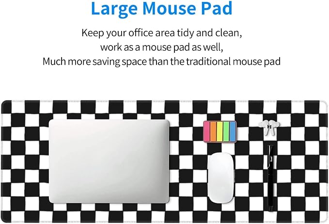 Black and White Checkered Gaming Mouse Pad, Large Mouse Pad - Image 3