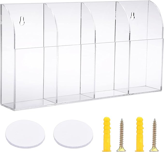 Hipiwe Wall Mount Remote Control Holder Clear Acrylic Media Organizer Remote by Hipiwe