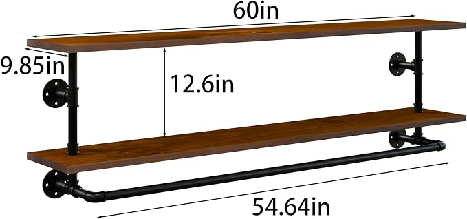 Clothes Rack 60in, Wall Mounted Garment Rack - Image 8