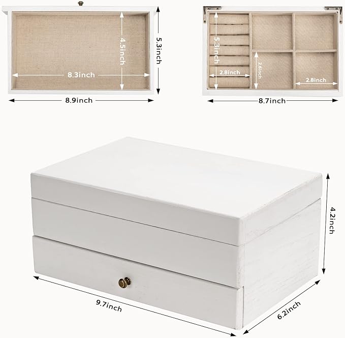 Meangood Jewelry Box Organizer for Women, 2 Layer Large Jewelry Storage Case - Image 6