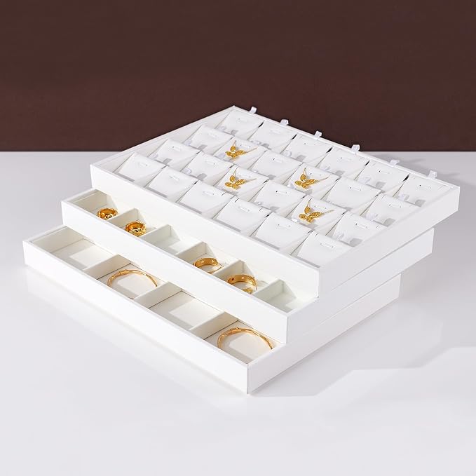 White PU Leather Jewelry Display Tray - Image 3
