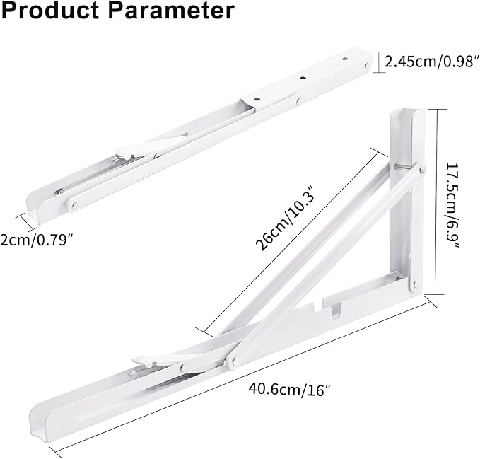 YUMORE Folding Shelf Brackets, 16 Inch Heavy Duty Collapsible Shelf Bracket - Image 2