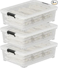 52 Quart Large Plastic Underbed Latching Storage Box, 3 Packs by Ponpong