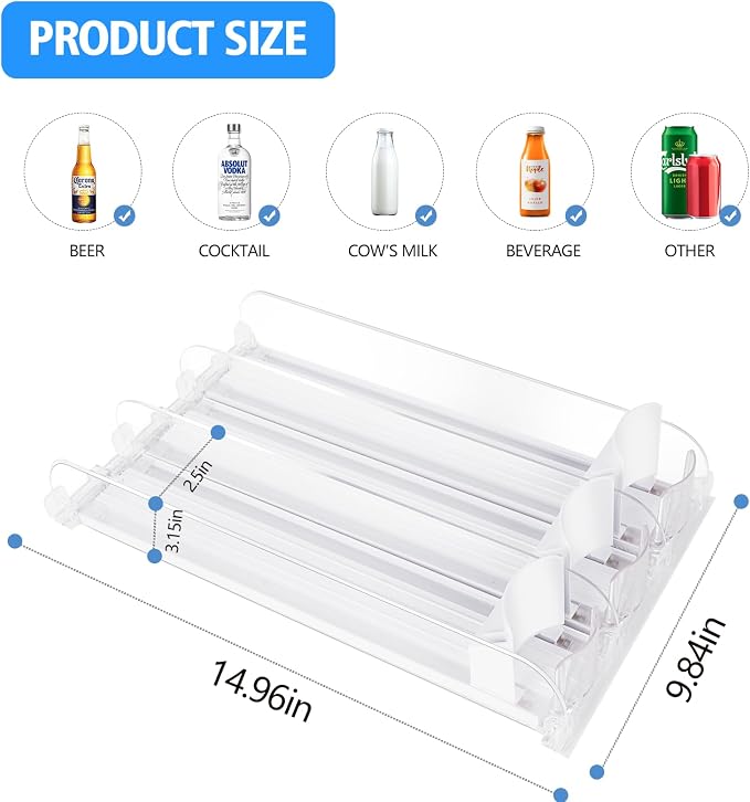 SOLY Drink Organizer for Fridge, Soda Can Dispenser for Refrigerator, Automatic - Image 3