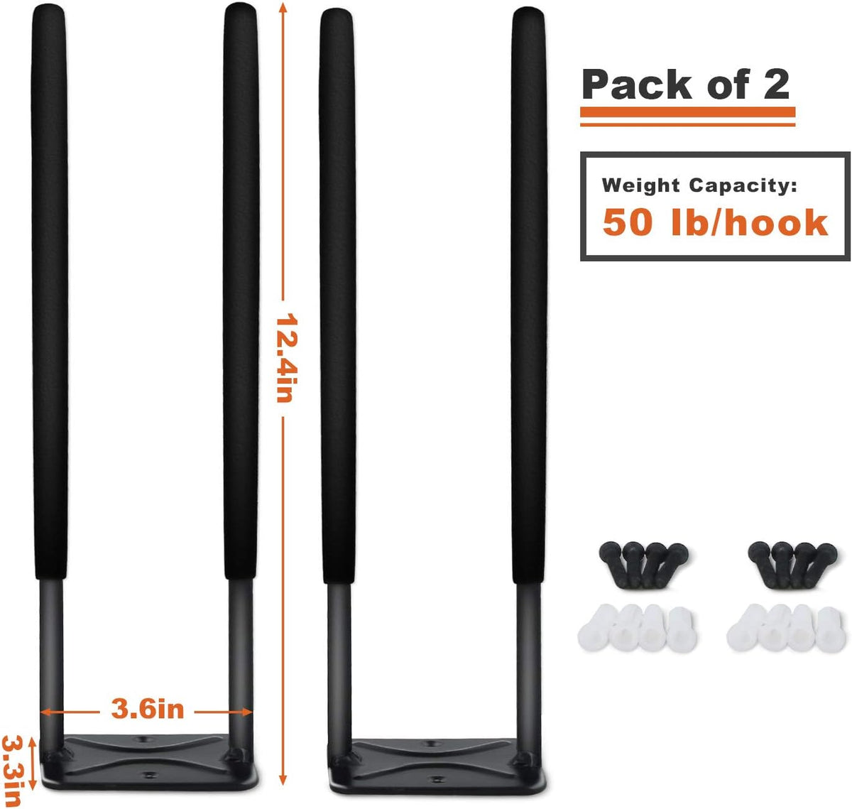 Wallmaster Wall Mount Garage Hooks, Heavy Duty Long Utility Storage