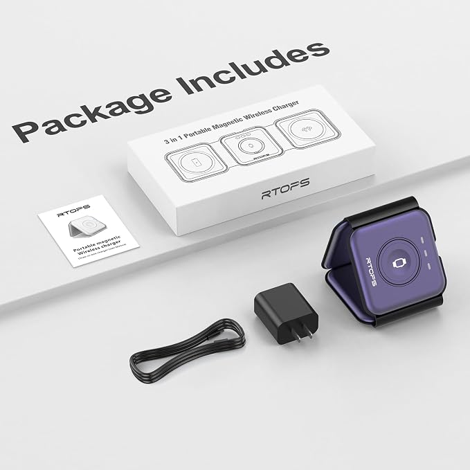 Wireless Charger 3 in 1, RTOPS Magnetic Travel Wireless Charging Station - Image 7