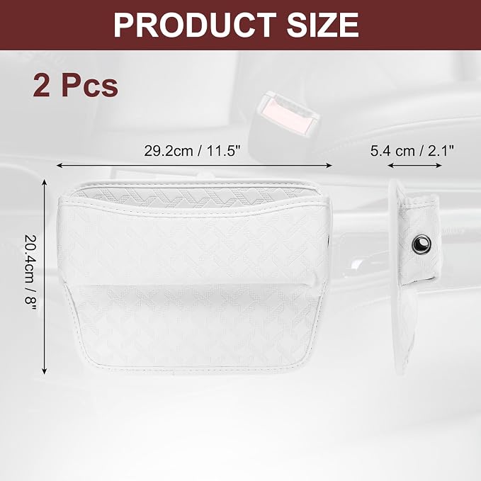 HARFINGTON 2pcs Car Seat Gap Filler Organizer 11.5 x 8 x 2.1 Inch Leather - Image 2
