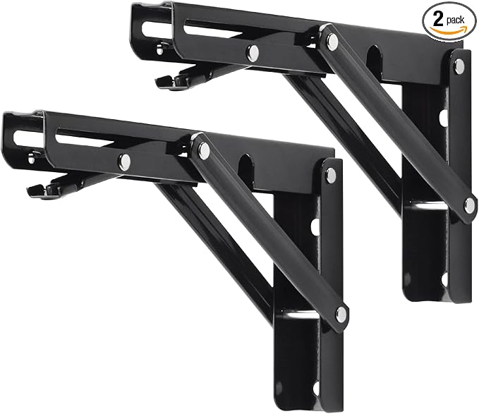 YUMORE Folding Shelf Brackets, 8 Inch Heavy Duty Collapsible Shelf Bracket by YUMORE