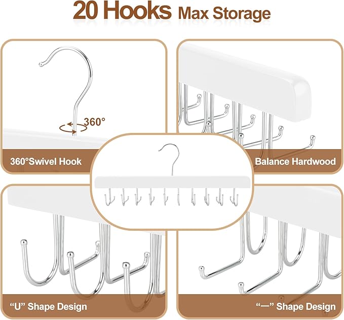 TOPIA HANGER 20 Hooks 2 in 1 Belt Tie Hanger - Image 7