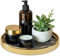 Small Round Black Decorative Tray – Marble Look Jewelry Dish, Perfume Organizer by Decor+Trends