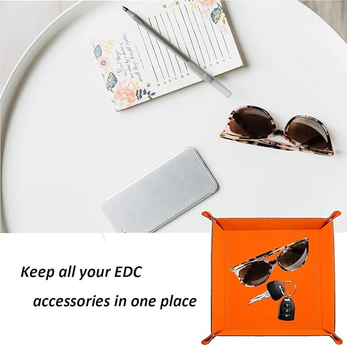 siduater Valet Tray Desktop Storage Organizer – Vegan Leather Catchall Tray - Image 3