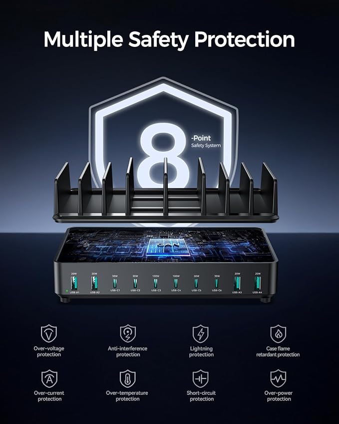 400W Charging Station for Multiple Devices, 10 Port Double PD 100W USB C - Image 3