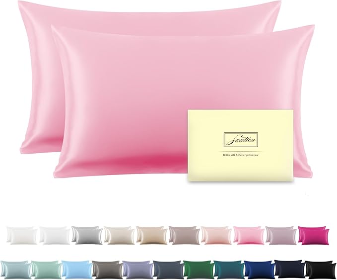 Silk Pillowcase for Hair and Skin, Breathable and Sliky 100% Silk Pillowcases by Suatien