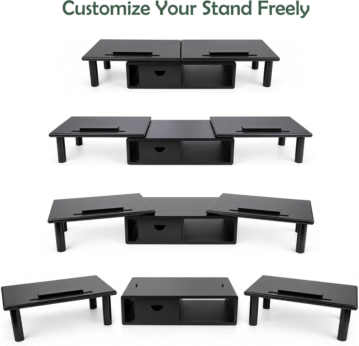 Dual Monitor Stand Riser with Drawer for Desk Laptop