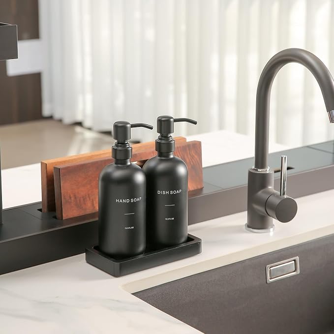 Matte Black Soap Dispenser Set, Kitchen Soap Dispenser Set - Image 2