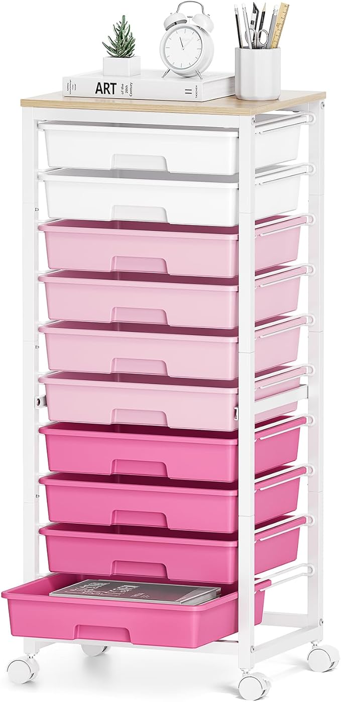 Rolling Cart with Drawers, 10 Drawer Rolling Cart, Storage Cart, Utility Cart by SYKIARIOL