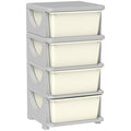 Qaba 4 Tier Kids Storage Unit, 4 Drawer Chest Toy Organizer Plastic Bins by Qaba