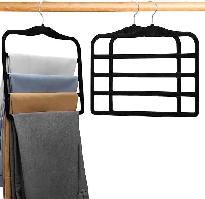 Closet Organizers and Storage, 2 Pack Pants Hangers Space Saving, Velvet Hangers - Image 8