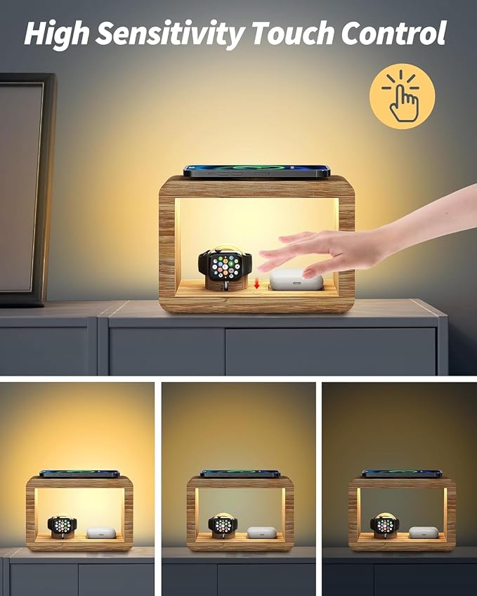 Bamboo Wireless Charging Station: 4-in-1Wireless Charger - Image 2