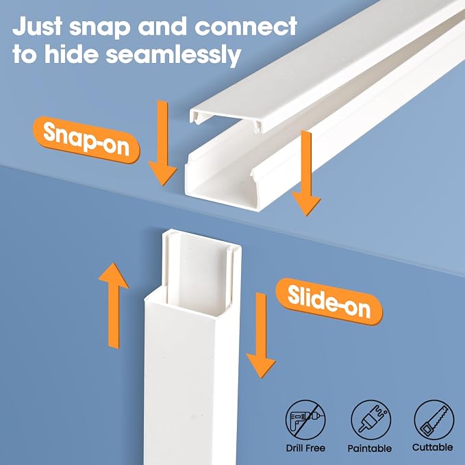 630in Cord Hider Kit, Paintable Cable Raceway, Cord Covers - Image 6