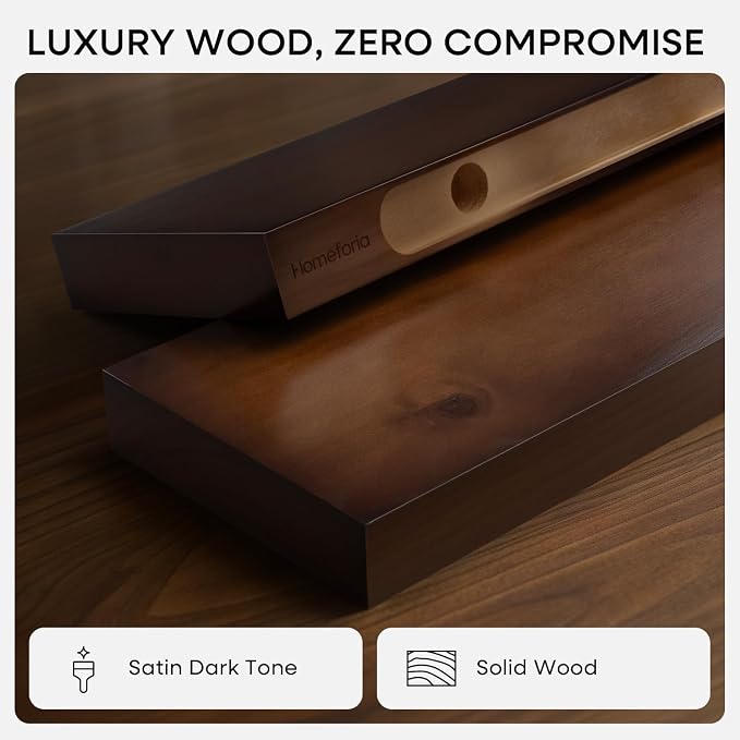 Homeforia Walnut 42 inch Floating Shelves, High End Solid Real Wood 42inch - Image 3