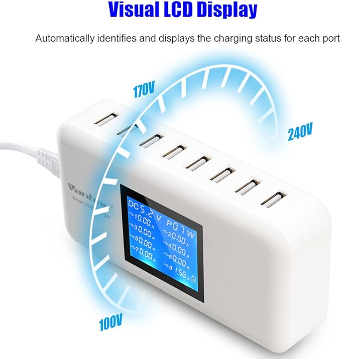 60W/12A 8-Port Desktop Charging Station Multiple USB, Tablet and More - Image 3