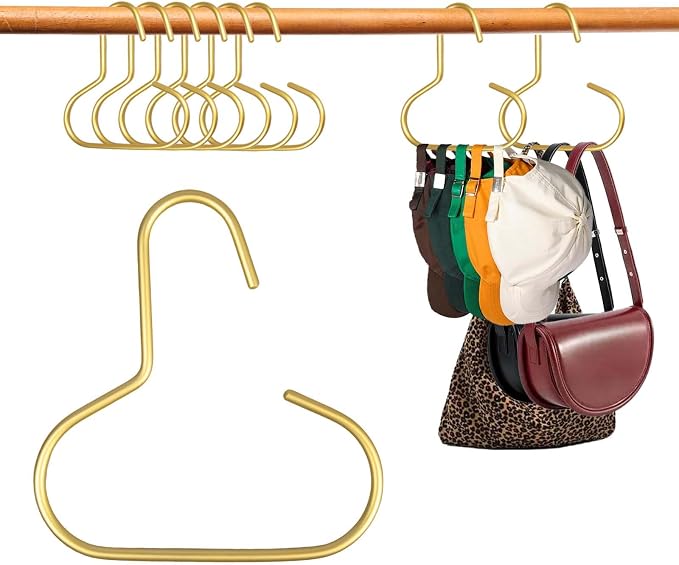 6 Pcs Hat Hanger Gold Hooks Organizer, Metal Shawl Belt Scarf Caps Tie Purse by KVTTOZA