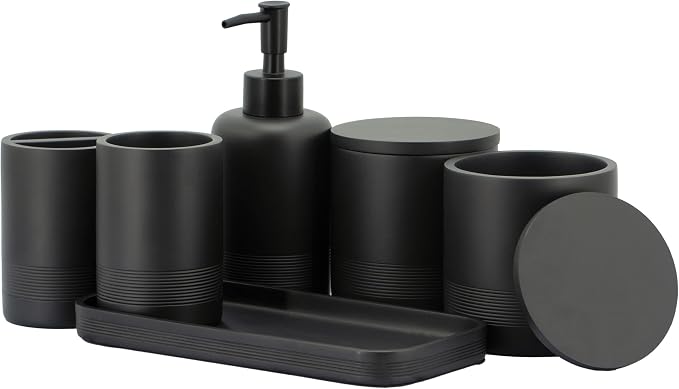ZCCZ Black Matte Bathroom Accessories Set 6 Pieces by zccz