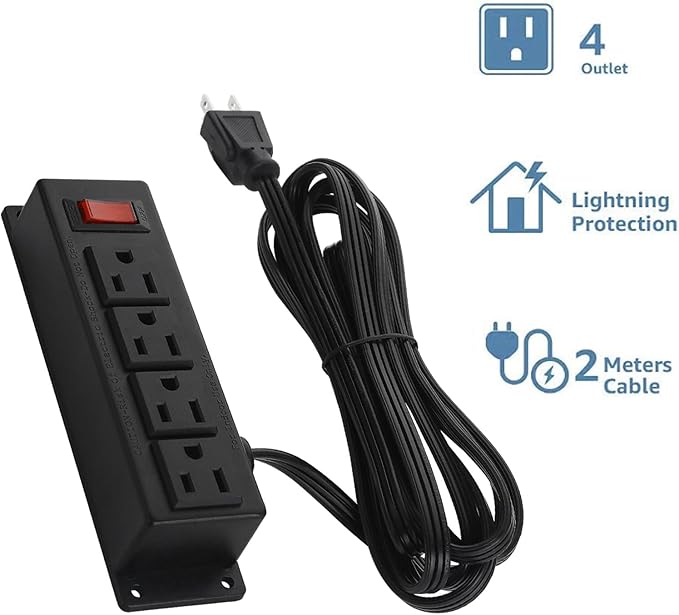 2Pack Wall Mount Power Outlet Strip, 4 Outlet Mountable Power Strip - Image 2