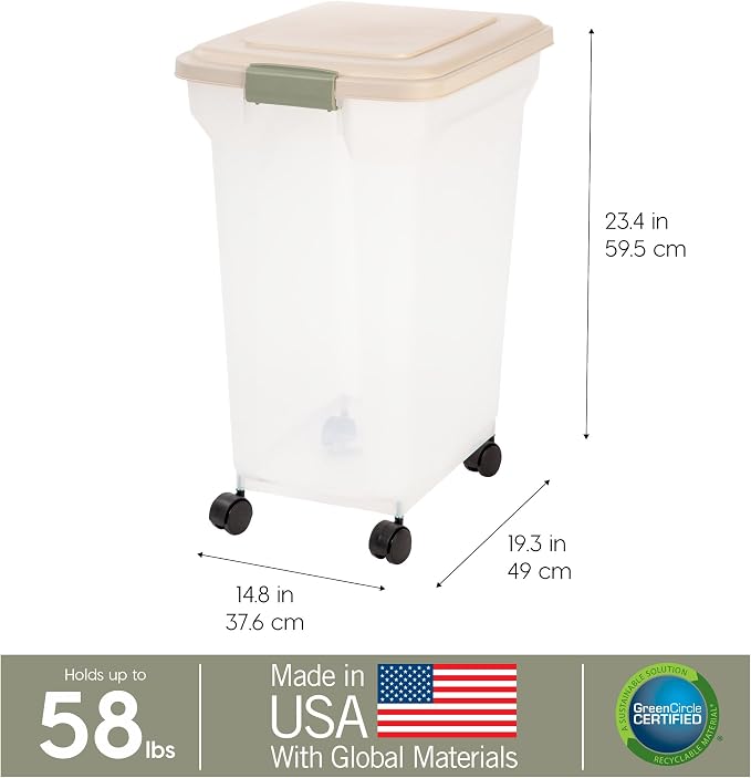 IRIS USA WeatherPro Airtight Dog Food Storage Container, Attachable Wheels - Image 3
