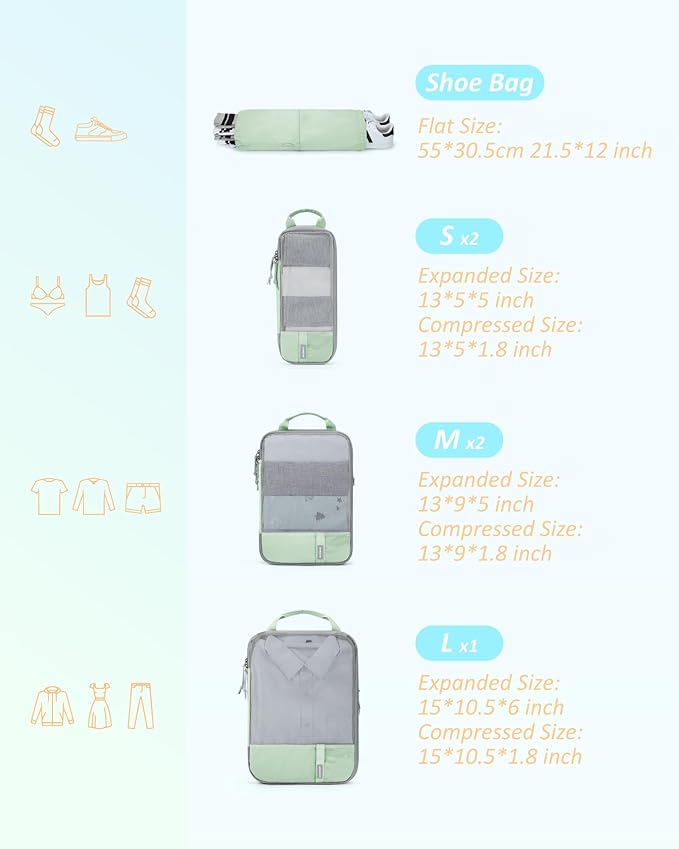 BAGSMART 6 Set /4 Set/2 Set Compression Packing Cubes - Image 2