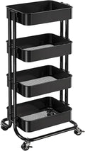 Pipishell 4 Tier Metal Rolling Utility Cart, Heavy-Duty Storage Rolling Cart by Pipishell