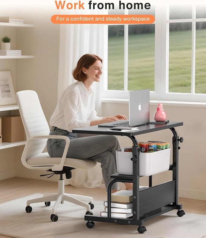 Portable Rolling Desk on Wheels Adjustable Height Desks - Image 2