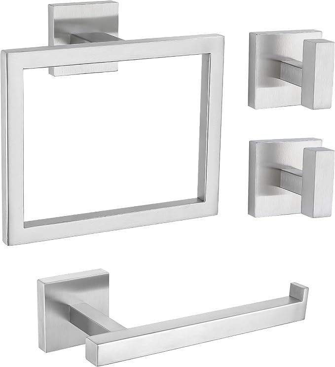 Brushed Nickel Bathroom Hardware Set 4 Pieces, Toilet Paper Holder Set SUS304 by LairuierBathroomHardwareSet