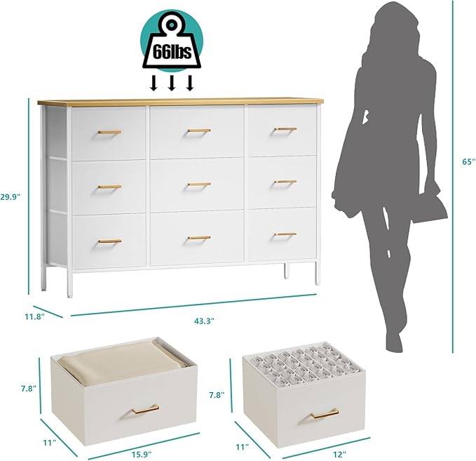 Wide TV Stand Modern TV Console, 9 Drawers Dresser - Image 3