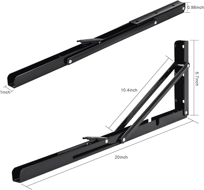 YUMORE Folding Shelf Brackets, 20 Inch Heavy Duty L Bracket, Max Load: 330lb - Image 2