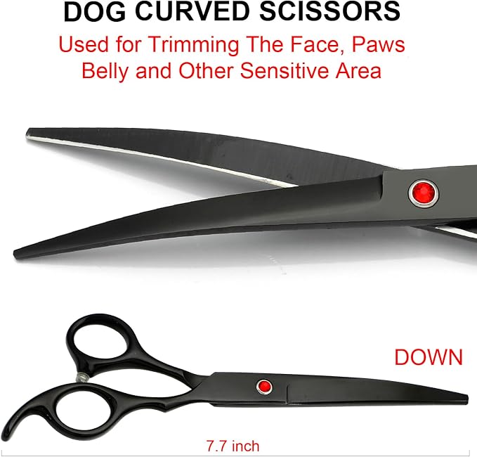 Professional Dog Grooming Scissors Kit Black 6 in 1, Dog Shears - Image 4