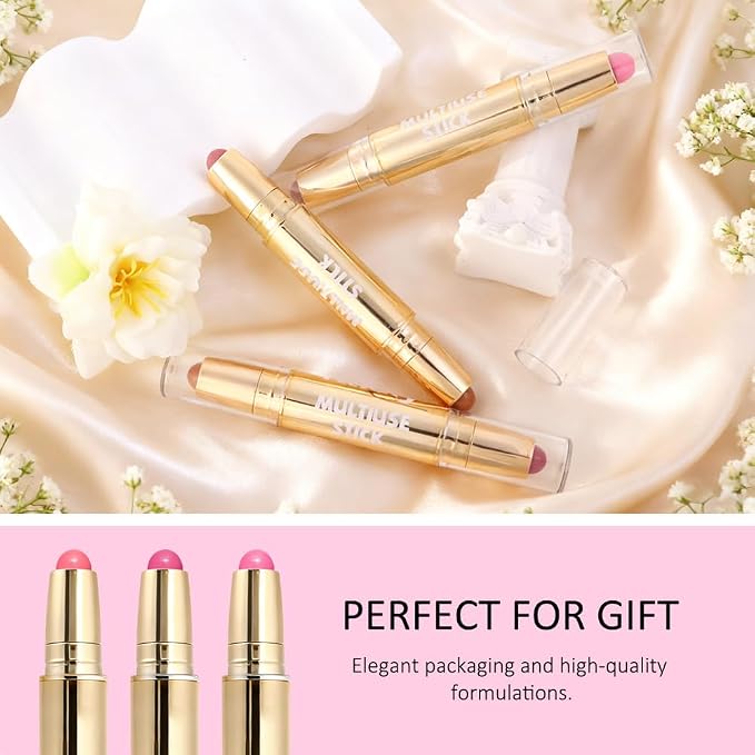 evpct 2In1 Blush Contour Multiuse Makeup Stick, Beachy Pink & Nude Creamy - Image 7