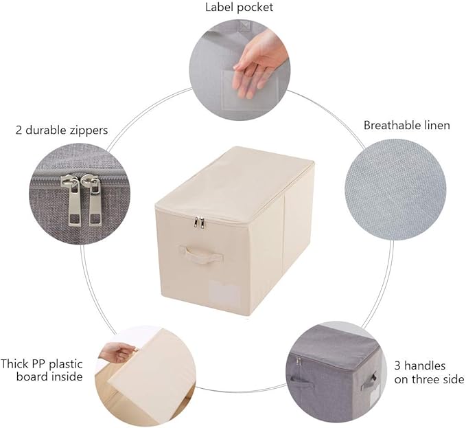 iwill CREATE PRO Pack of 2, Zip Lidded Wardrobe Storage Bins, Collapsible - Image 3