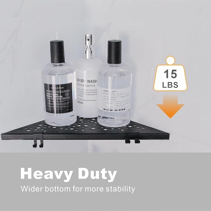 Corner Shower Shelf with 4 Hooks, 10 Inch 304 Stainless Steel Recessed Bathroom - Image 8