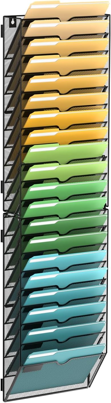 SUPEASY 20-Tier Wall File Organizer Mesh Office Mail Holder, Hanging Wall by SUPEASY