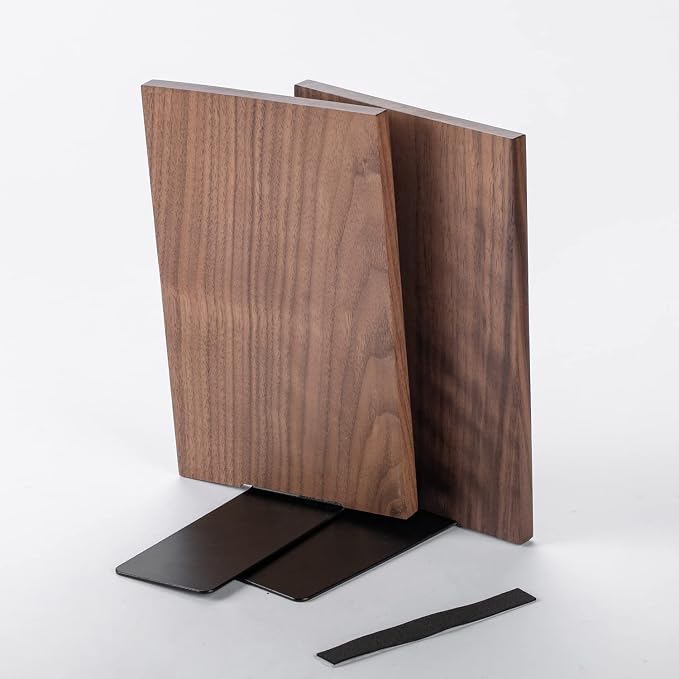 Muso Wood Handmade Walnut Book Ends, Non-Skid Bookends - Image 7