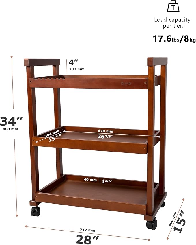 DJAR Rolling Art Supplies Cart, Solid Beech Wood Art Supply Organizert - Image 3