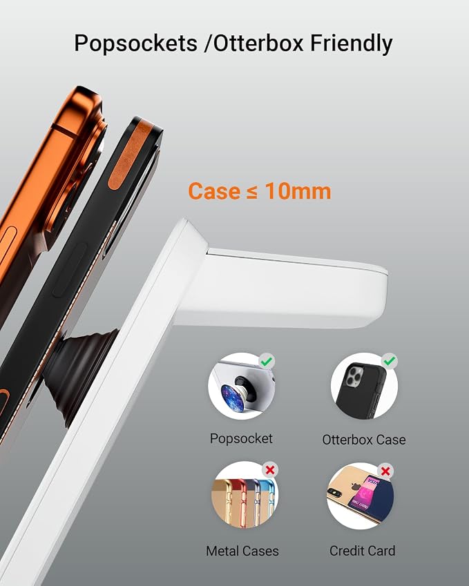 Wireless Charger for Thick Cases of 10MM/Otterbox/for Popsocket, 3 in 1 - Image 2