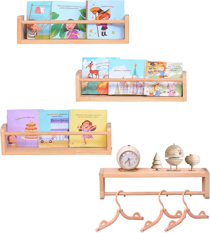 Set of 4 Wall-Mounted Kids Bookshelf - Image 4