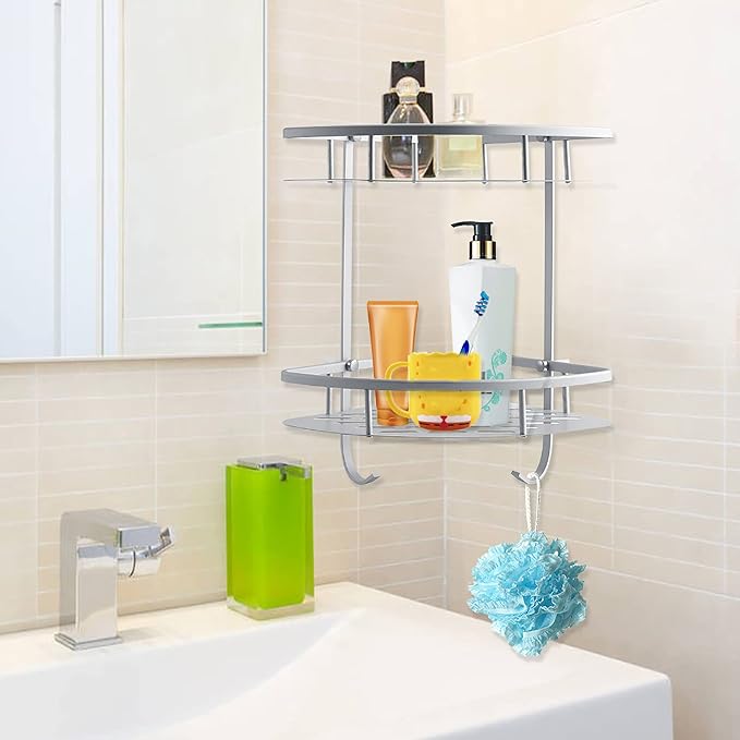 flexman Corner Shower Caddy, Simple Aluminum Bathroom Shower Shelves, Shower - Image 2