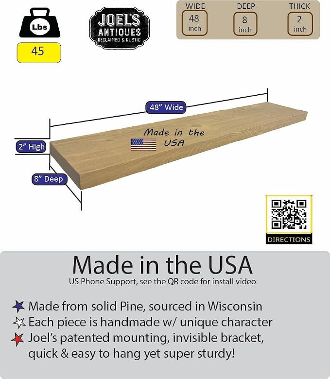 joelsantiques - 48 Inch Wooden Floating Shelves - Image 3
