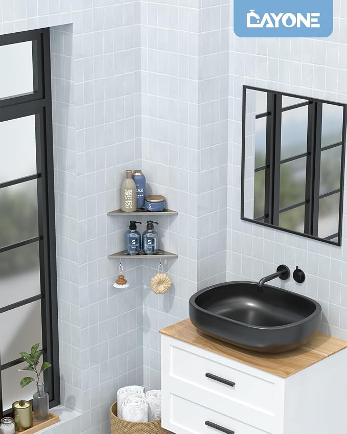 DAYONE 10" Corner Shower Shelf Brushed Nickel, 304 Stainless Steel Slot Design - Image 2