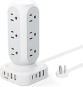 65W Fast Charging Station, Flat Plug Power Strip Tower by TenTrend