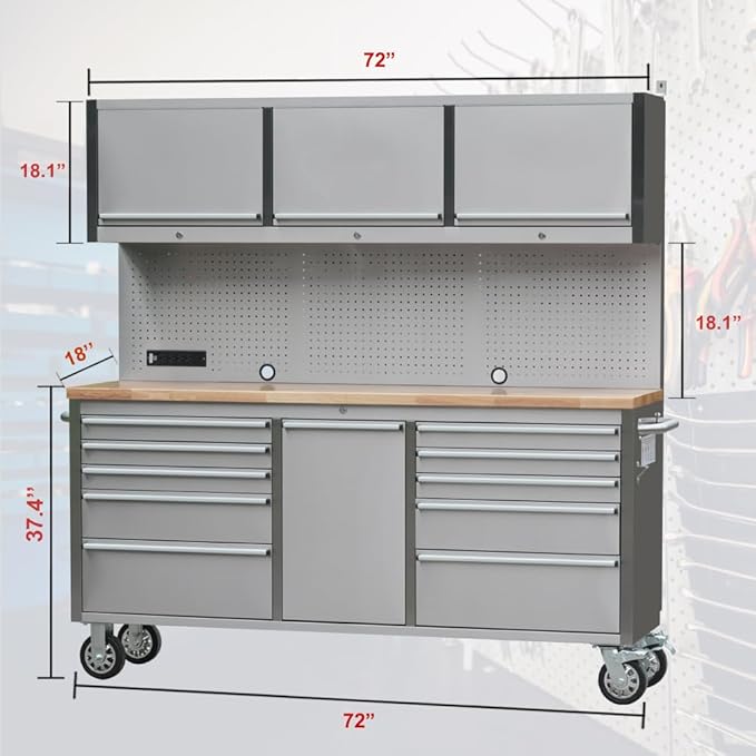 72" Stainless Steel Rolling Tool Chest - Image 2